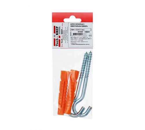 Шуруп-полукольцо 8х80 с универсальным дюбелем 12,0х71 (2шт) - пакет  114331  Tech-KREP