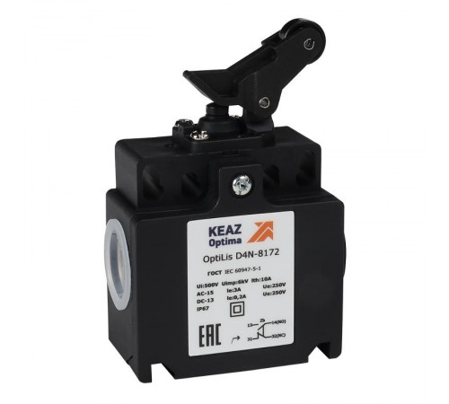 Выключатель концевой OptiLiS D4N-8172 рычаг роликовый вертикальное перемещение EN 50047 XCKT2127P16  365317  КЭАЗ