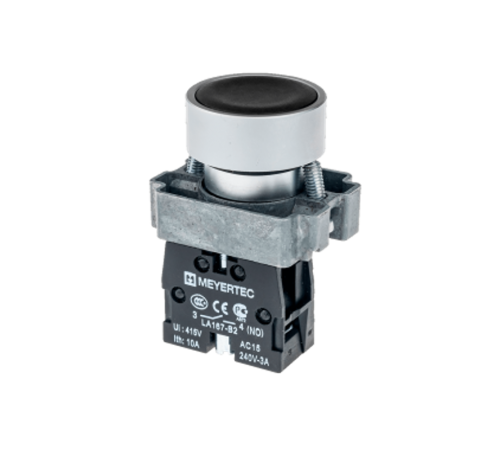 Кнопка плоская, черная, 1NO, металл MTB2-BAZ112  54244  ОВЕН