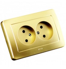 Розетка скрытой установки, двухместная, цвет золото  РС16-341-07  HEGEL