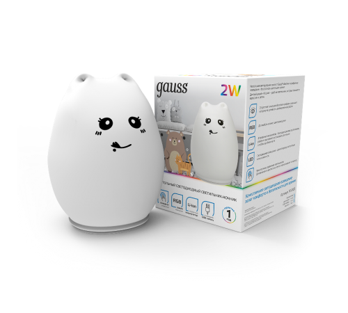 Настольный светодиодный детский ночник NN303 2W RGB, Li-ion, USB кабель , кошка 1/10/40  NN303  Gauss