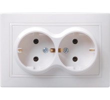 КВАРТА Белый Розетка 2-местная с заземлением 16А РС12-3-КБ ERK24-K01-16-DM  GENERICA
