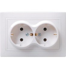 КВАРТА Белый Розетка 2-местная керамическая с заземлением 16А РС12-3-КБ  ERK21-K01-16-K  GENERICA