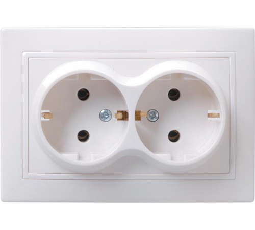 КВАРТА Белый Розетка 2-местная керамическая с заземлением 16А РС12-3-КБ  ERK21-K01-16-K  GENERICA