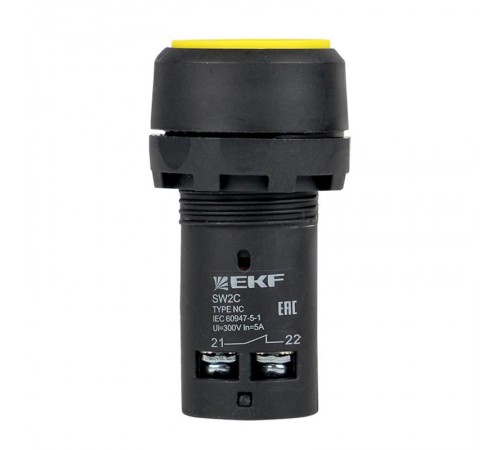 Кнопка SW2C-11 с фиксацией желтая NO+NC EKF PROxima  sw2c-11f-y  EKF