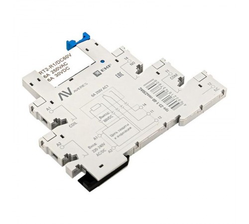 Реле промежуточное с розеткой в сборе РП slim 23/1 6A 230В AC  rps-23-1-60-rms230AC  EKF