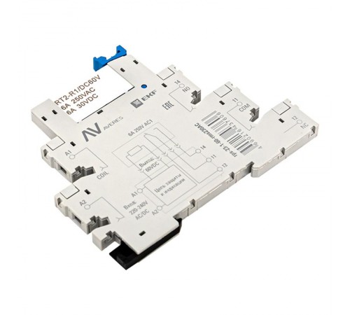 Реле промежуточное с розеткой в сборе РП slim 23/1 6A 230В AC  rps-23-1-60-rms230AC  EKF