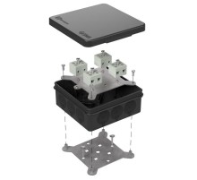 Коробка огнестойкая для о/п двухкомпонентная 60-0303-9005-FR6.0-8 Е15-Е120 100х100х40 IP66  8p, 6.0 мм.кв. черная 60-0303-9005-FR6.0-8  Промрукав