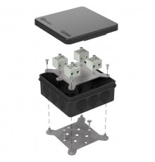 Коробка огнестойкая для о/п двухкомпонентная 60-0303-9005-FR6.0-8 Е15-Е120 100х100х40 IP66  8p, 6.0 мм.кв. черная 60-0303-9005-FR6.0-8  Промрукав