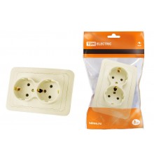 Розетка двойная 2П+З 16А сл. кость "Валдай"  SQ1804-0110  TDM