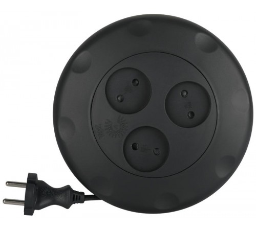 Удлинитель UR-3-3m-B   (черный) рулетка, без заземл, 2x0.75мм2, 3гн, 3м (10/600) Б0019039  ЭРА