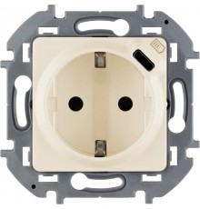 Inspiria Слоновая кость Розетка с заземлением С/У со встроенным зарядным устройством USB C 1.5А без рамки  673771  Legrand