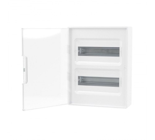 Щиток 24 мод настенный FRAME, белый с прозрачной дверцей, с 4 шинами PEN  (2шт на 8 отв. и 2шт на 6 отв)  F24W1WT  DKC