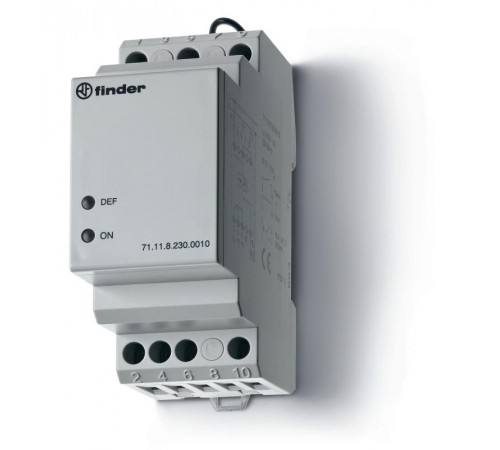 Контрольное реле для 1-фазных сетей; пониженное/повышенное напряжение; фиксированные регулировки; выход 1CO 10А  711182300010  Finder