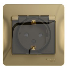 Glossa Титан Розетка с заземлением со шторками с крышкой, IP44 (в сборе с рамкой)  GSL000448  SE