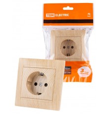 Розетка 2П+З 16А 250В с защ. шт. сосна "Лама"  SQ1815-0311  TDM