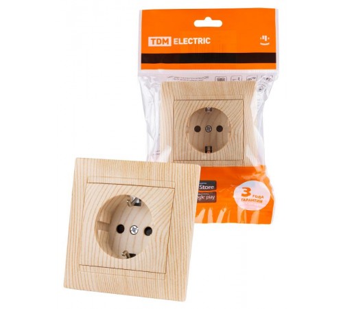 Розетка 2П+З 16А 250В с защ. шт. сосна "Лама"  SQ1815-0311  TDM