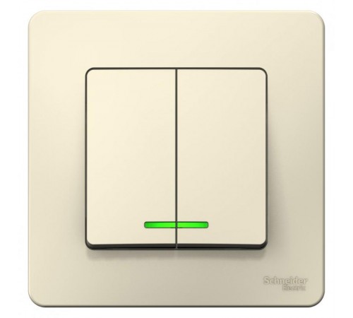Blanca Молочный С/У Выключатель 2-клавишный с подсветкой, 6А, 250В  BLNVS006512  SE