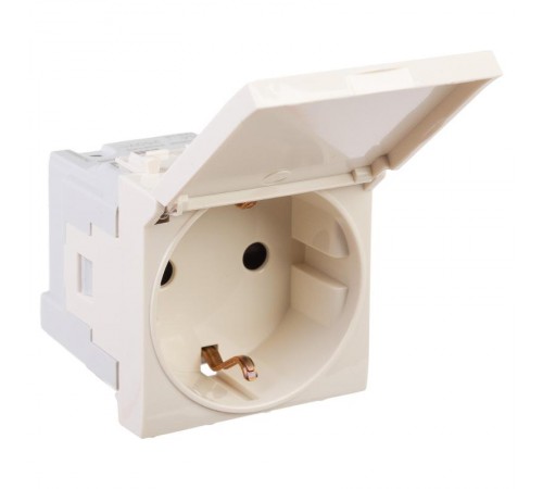 Розетка с крышкой "Ванильная дымка", 2P+E, с з/ш, "Avanti", 2мод.  4405012  DKC