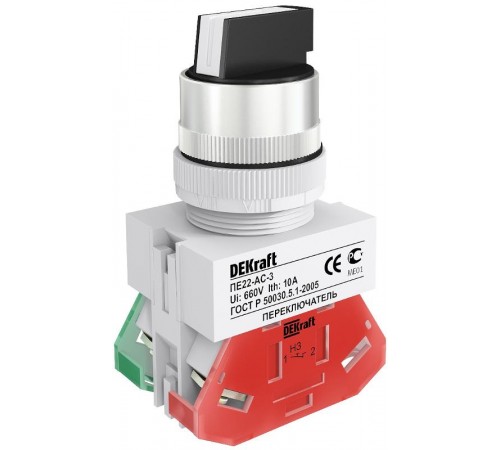 Перекл. на 3 фикс. полож. I-O-II станд. ручка 1НО+1  25052DEK  DEKraft