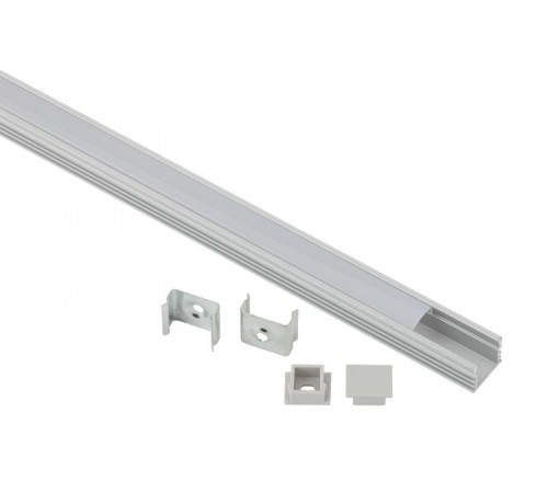 Комплект с накладным анодированным профилем  1612-1m 16х12мм, 1м, серебристый САВ261   Б0062813  ЭРА