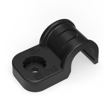 Крепеж-скоба пластиковая односторонняя для прямого монтажа черная в п/э д16 (50шт/750шт уп/кор)  PR13.0372  Промрукав