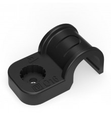 Крепеж-скоба пластиковая односторонняя для прямого монтажа черная в п/э д16 (50шт/750шт уп/кор)  PR13.0372  Промрукав