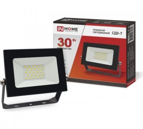 Прожектор светодиодный СДО-7 30Вт 230В 6500К IP65 черный  4690612034621  IN HOME