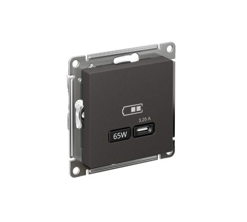 AtlasDesign Базальт USB Розетка тип-С 65Вт высокоскоростной заряд QC, PD, механизм  ATN001427  SE