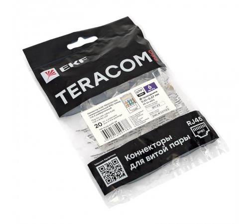 Коннектор RJ-45 TERACOM PRO неэкранированный 8P8C 30мкд Cat.6 универсальный (упак.20шт)  TRP-PLUG-6UTP-20  EKF