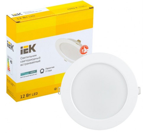 Светильник светодиодный ДВО 1613 белый круг 12Вт 4000К IP20  LDVO0-1613-12-4000-K01  IEK