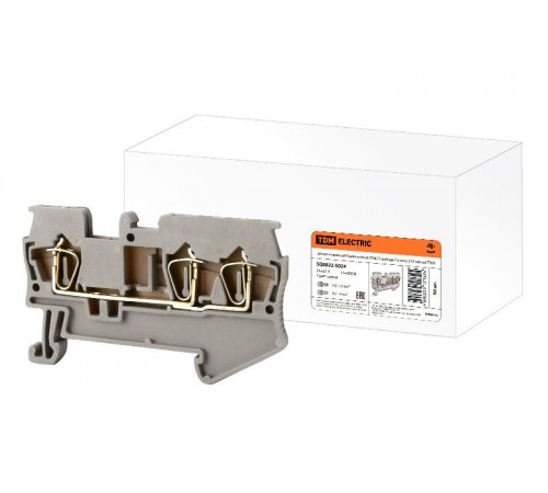 Зажим клеммный безвинтовой (ЗКБ) 3 вывода 2,5 мм2 31А серый  SQ0822-0024  TDM