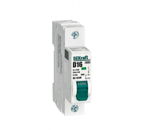 Выключатель автоматический без теплозащиты однополюсный ВА-103М 1P 16А характеристика D 6кА  12538DEK  Dekraft