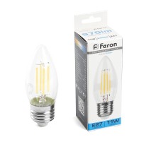 Лампа светодиодная, (11W) 230V E27 6400K прозрачная, LB-713  38274  FERON