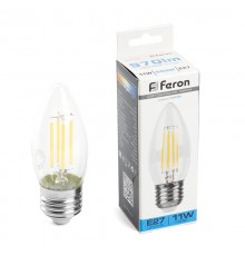 Лампа светодиодная, (11W) 230V E27 6400K прозрачная, LB-713  38274  FERON