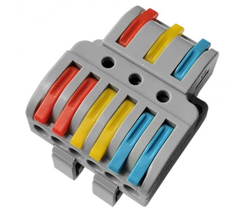 Клемма СМК 3х2D 3 полюса на DIN-рейку (0,08-4 мм) (1 ввод, 2 вывода на полюс) серая (20 шт/уп)  07-5283  REXANT