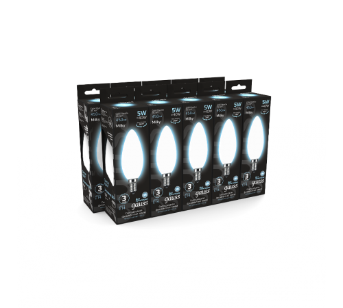 Лампа светодиодная Black LED Filament Свеча OPAL E14 5W 450lm 4100К  103201205  Gauss