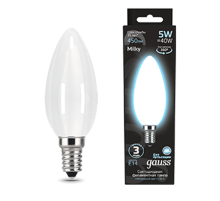 Лампа светодиодная Black LED Filament Свеча OPAL E14 5W 450lm 4100К  103201205  Gauss