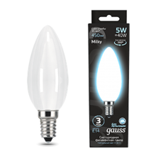Лампа светодиодная Black LED Filament Свеча OPAL E14 5W 450lm 4100К  103201205  Gauss