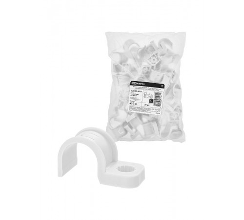 Крепеж-скоба для трубы 25 мм односторонняя для прямого монтажа (50 шт.) белая   SQ0405-6013  TDM