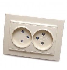 PST10-9013-02 Розетка 2-местная б/з, 250В, 10А с защитной шторкой, серия Эрна, слоновая кость  39239  STEKKER