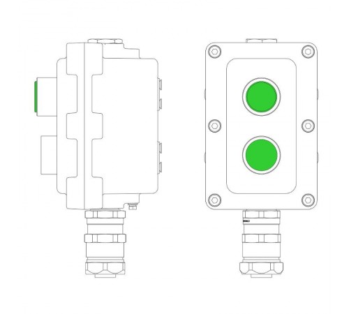 Взрывонепроницаемый пост управления из алюминия LCSD-02-B-MC-L1G(220)x1-P1G(11)x1-PCMB-KAEPM3MHK-26  LCSD21000092  DKC