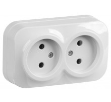 РС22-2-ХБ Розет. 2-ая без з/к о/у 10А GLORY белый  ERH20-K01-10  IEK