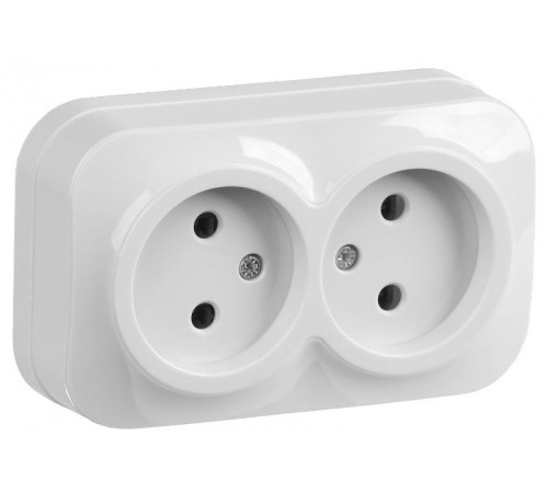 РС22-2-ХБ Розет. 2-ая без з/к о/у 10А GLORY белый  ERH20-K01-10  IEK