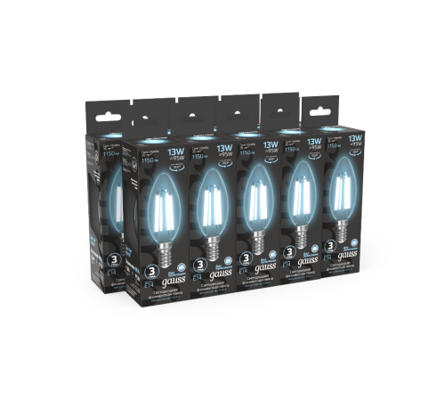 Лампа светодиодная Filament Свеча 13W 1150lm 4100К Е14 LED 1/10/50  103801213  Gauss