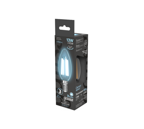 Лампа светодиодная Filament Свеча 13W 1150lm 4100К Е14 LED 1/10/50  103801213  Gauss