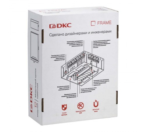 Щиток 12 мод настенный FRAME, белый, с тонированной дверцей, с 2 шинами  PEN на 6 и 8 отв.  F12W1WD  DKC