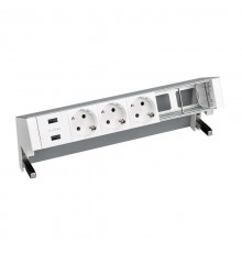 Настольный x6 розеточный блок, 3x2P+E, 2xUSB з/у, 2 пустых модуля, алюминий, S400  42623000-133  Simon