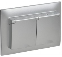 SKANDY Розетка 2-местная с кр. 16А в сб IP44 SK-R12S серебряный  SK-R26-16-44-K23-F  IEK