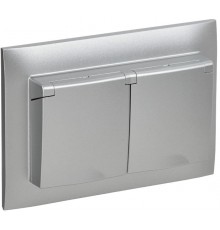 SKANDY Розетка 2-местная с кр. 16А в сб IP44 SK-R12S серебряный  SK-R26-16-44-K23-F  IEK